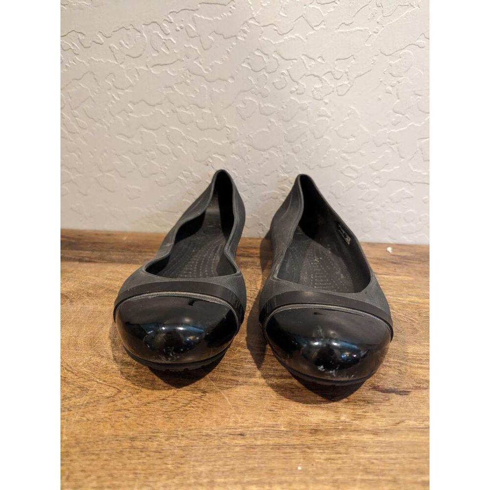 CROCS Patent Cap Toe Slip-On Flats Ballet Shoes black Size 9 Women’s